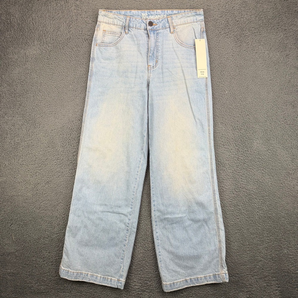 No Boundaries Womens Wide Leg Jeans Light Wash High Rise Size 4 NWT